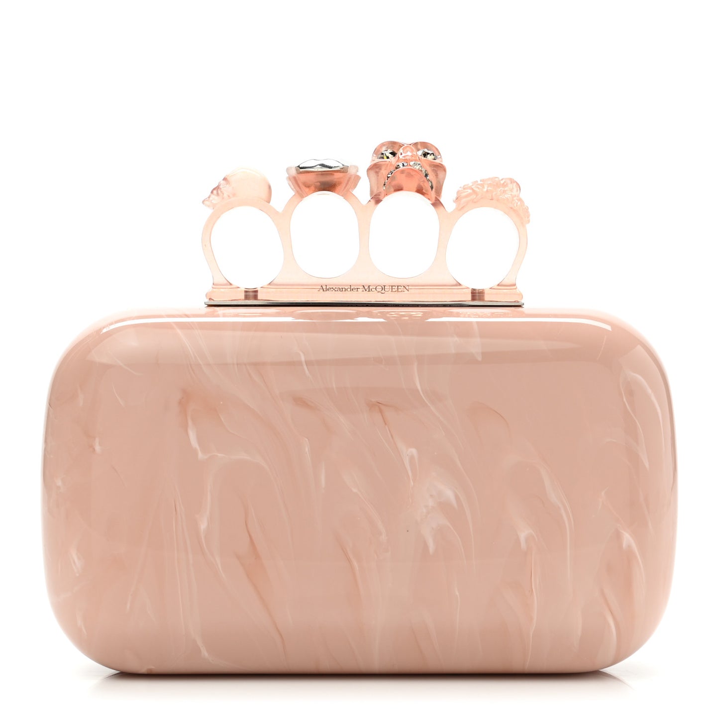 PVC Marble Skull Box Clutch Rose Pink