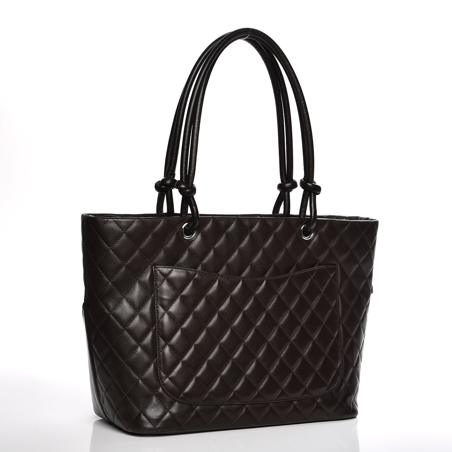 Calfskin Quilted Large Cambon Tote Brown