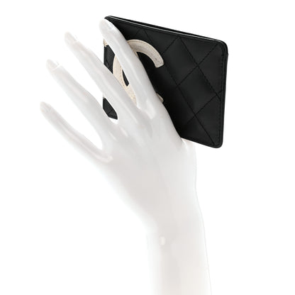 Chanel Calfskin Quilted Cambon Card Holder Black White 2 of 10