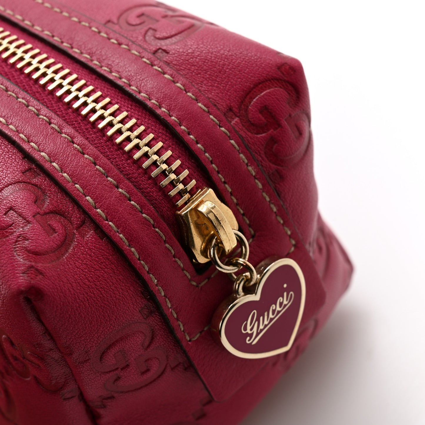 Metallic Guccissima Small Cosmetic Case Red