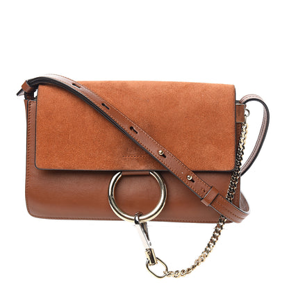 Chloe Suede Calfskin Small Faye Shoulder Bag Tobacco 1 of 15