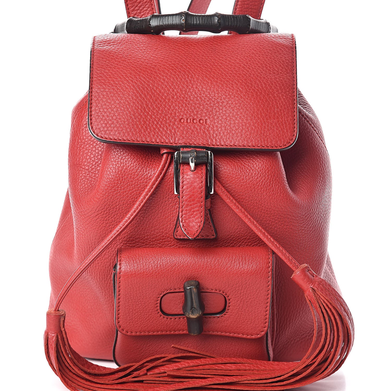 Gucci Calfskin Small Bamboo Backpack Red 7 of 9