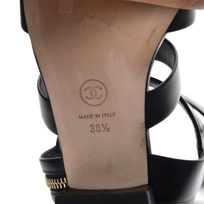 Chanel Calfskin Gladiator Sandals 38.5 Black 7 of 10