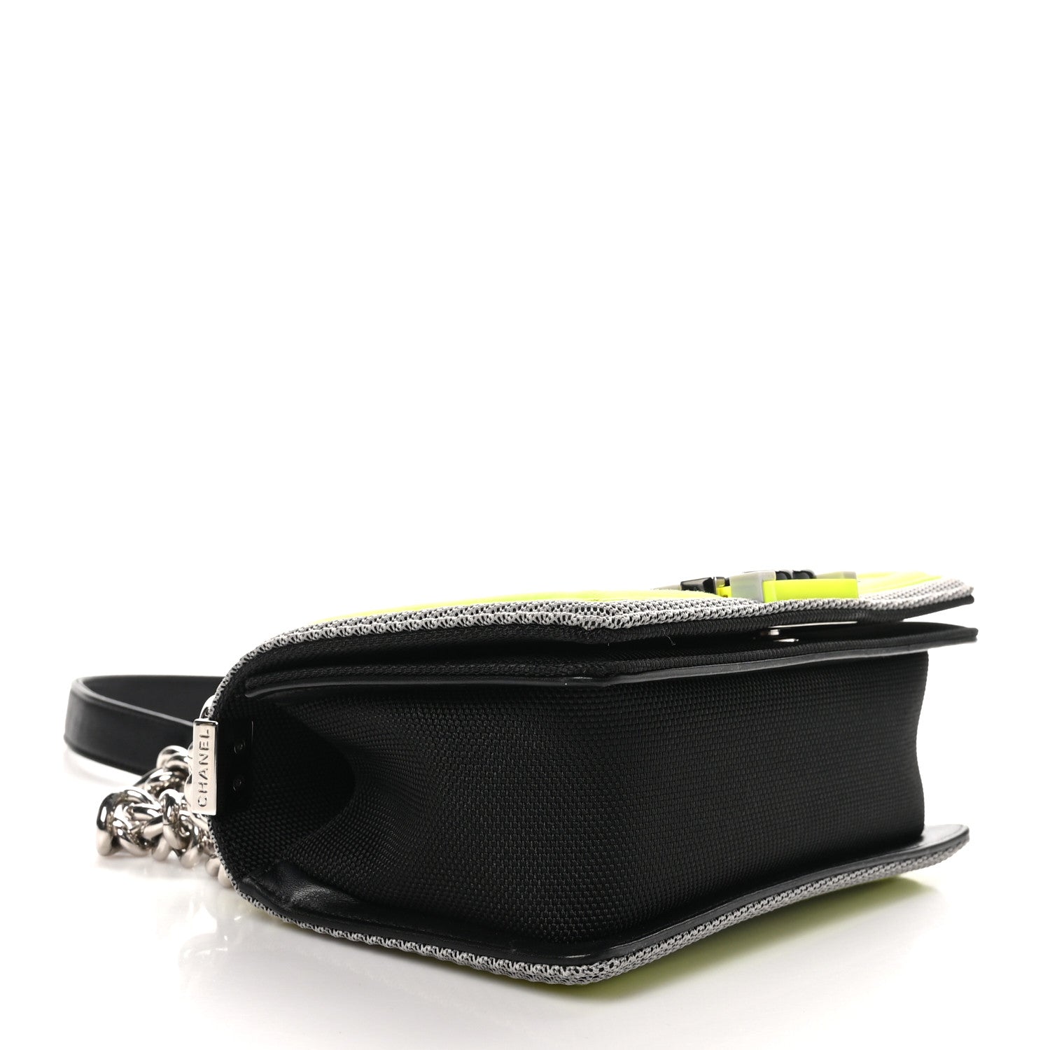 Chanel Canvas Quilted Small Fluo Boy Flap Black Grey Yellow 4 of 12