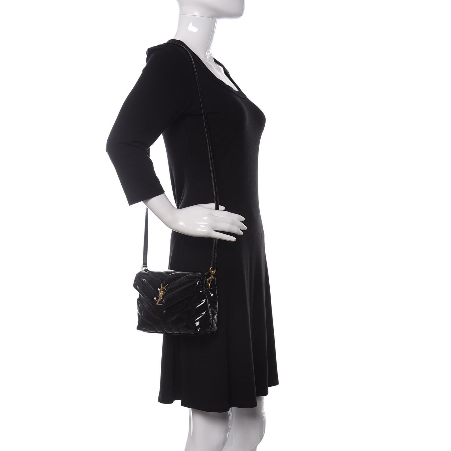 Patent Y Quilted Monogram Toy Loulou Crossbody Bag Black