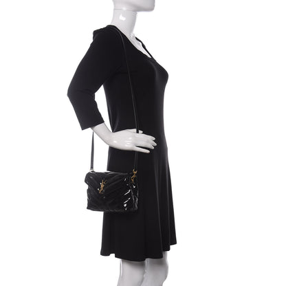 Saint Laurent Patent Y Quilted Monogram Toy Loulou Crossbody Bag Black 2 of 11