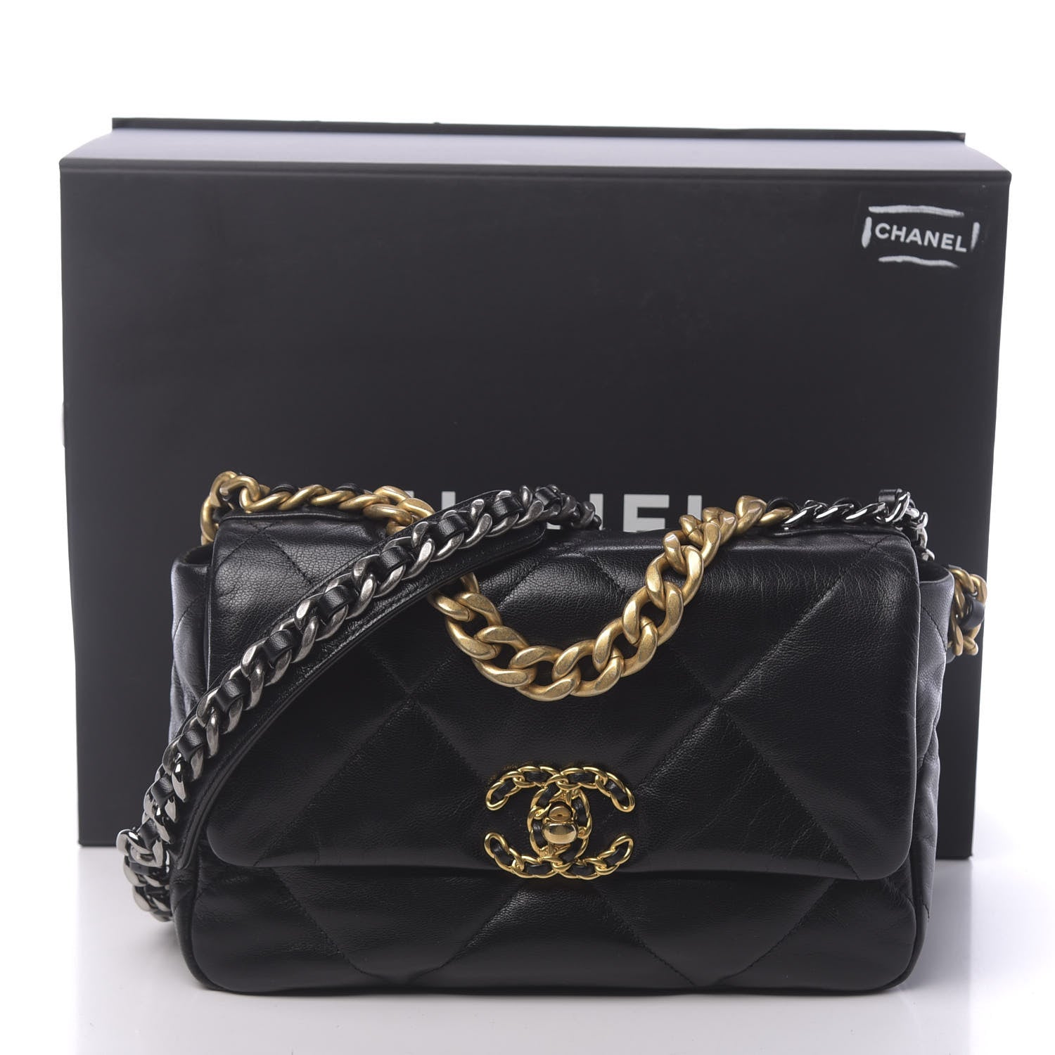Chanel Lambskin Quilted Medium 19 Flap Black 11 of 11
