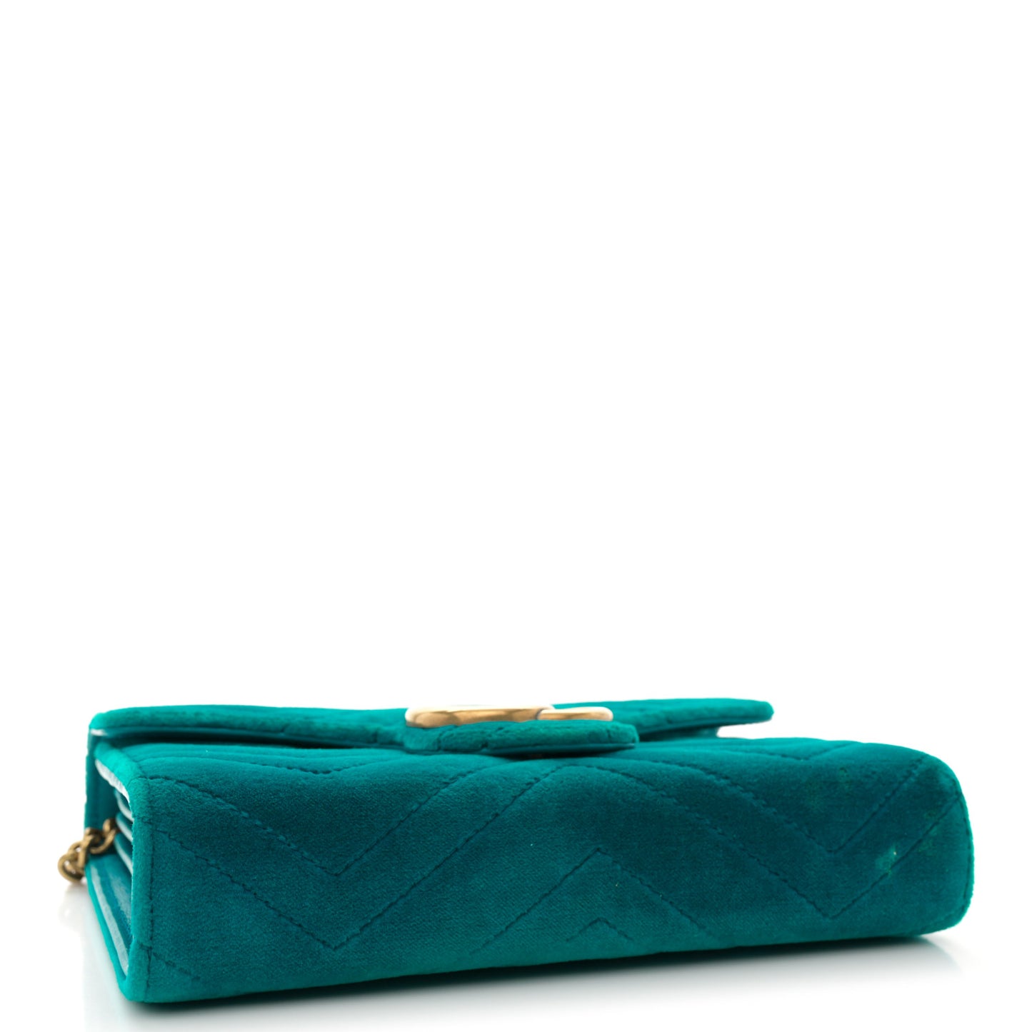Velvet Matelasse GG Marmont Chain Wallet Pavone Cyan