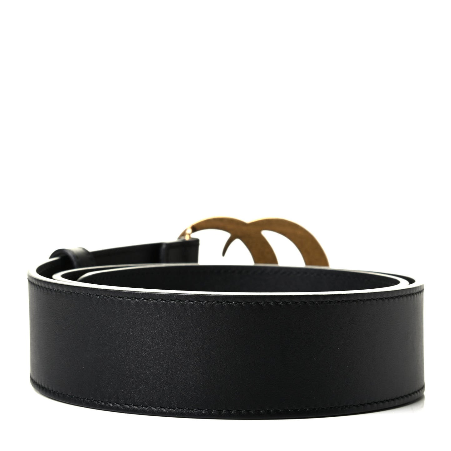 Moon Calfskin Pearl Double G 40mm Belt 80 32 Black Cream