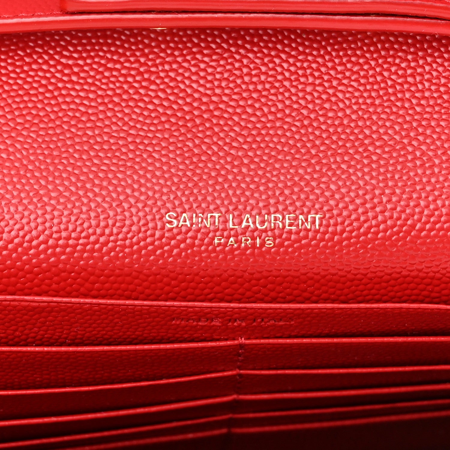 Saint Laurent Grain De Poudre Matelasse Chevron Monogram Chain Wallet New Red 6 of 10