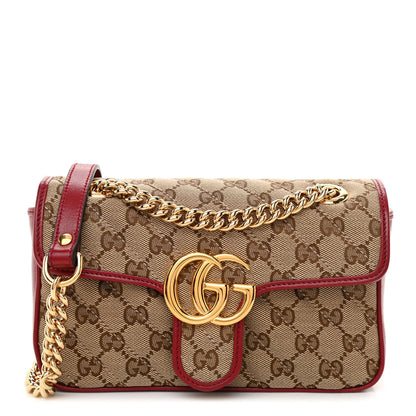 Gucci Monogram Azalea Calfskin Matelasse Diagonal Mini GG Marmont Shoulder Bag Beige Ebony New Cherry Red 1 of 7