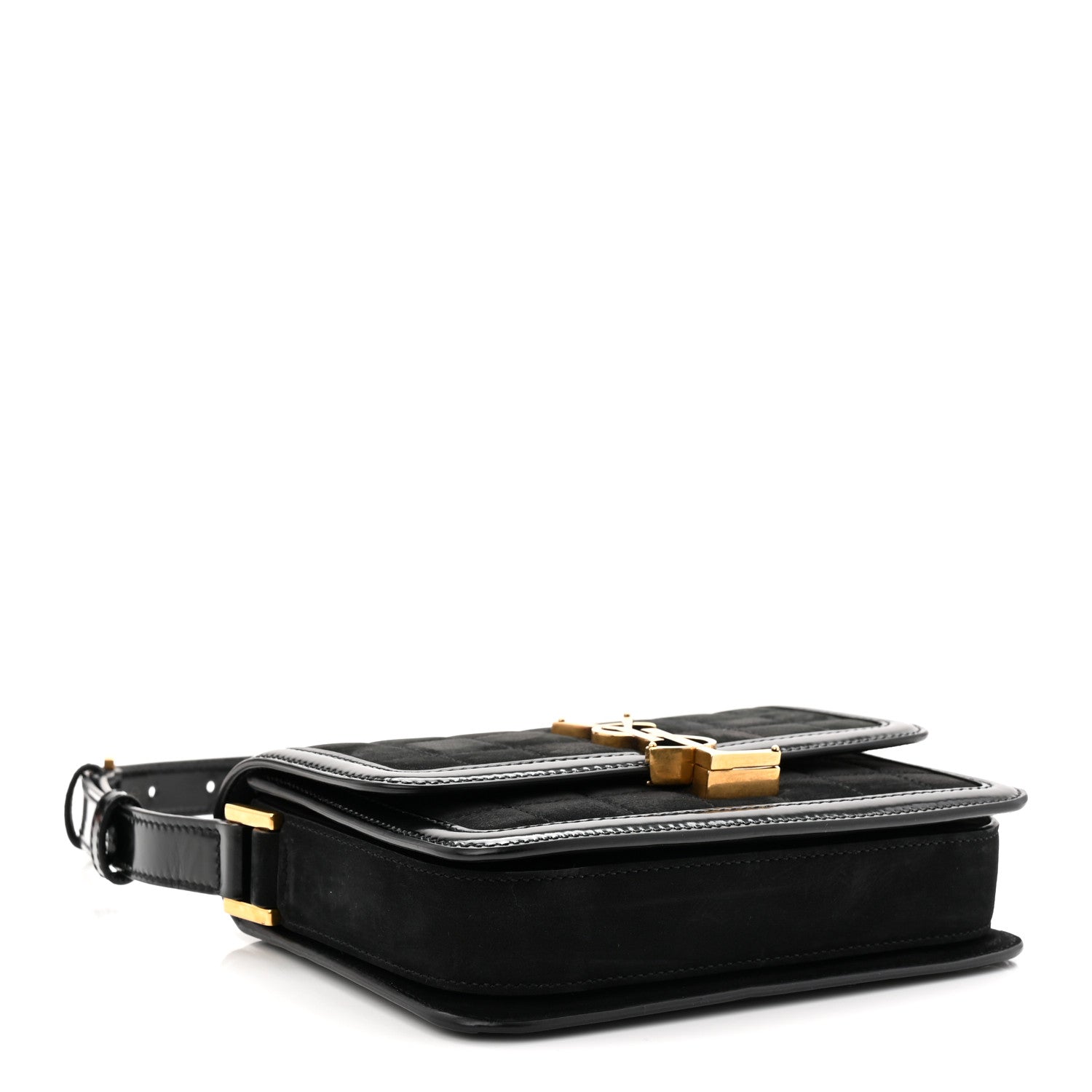 Saint Laurent Suede Quilted Monogram Small Solferino Satchel Black 4 of 10