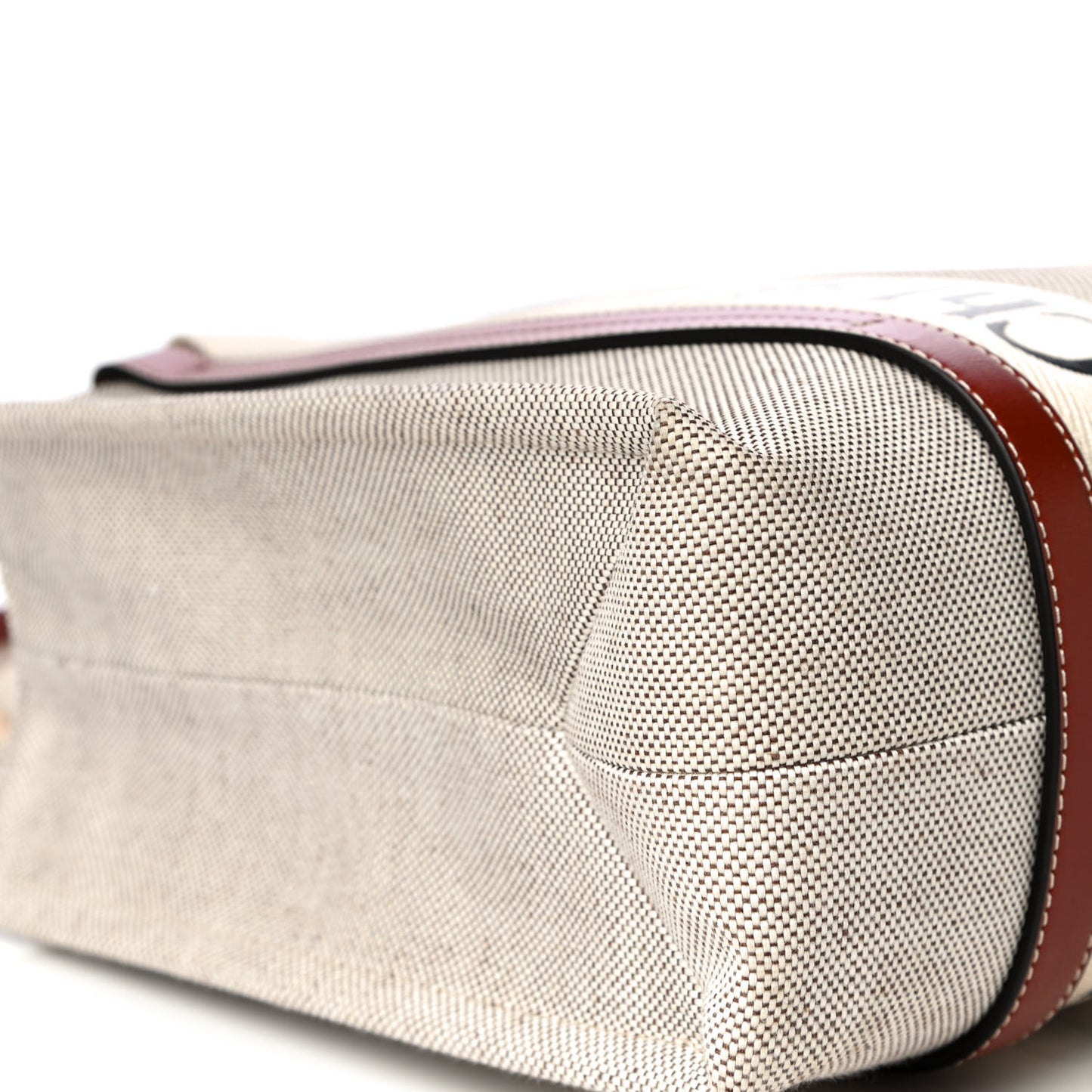 Cotton Calfskin Medium Woody Ribbon Tote White Brown