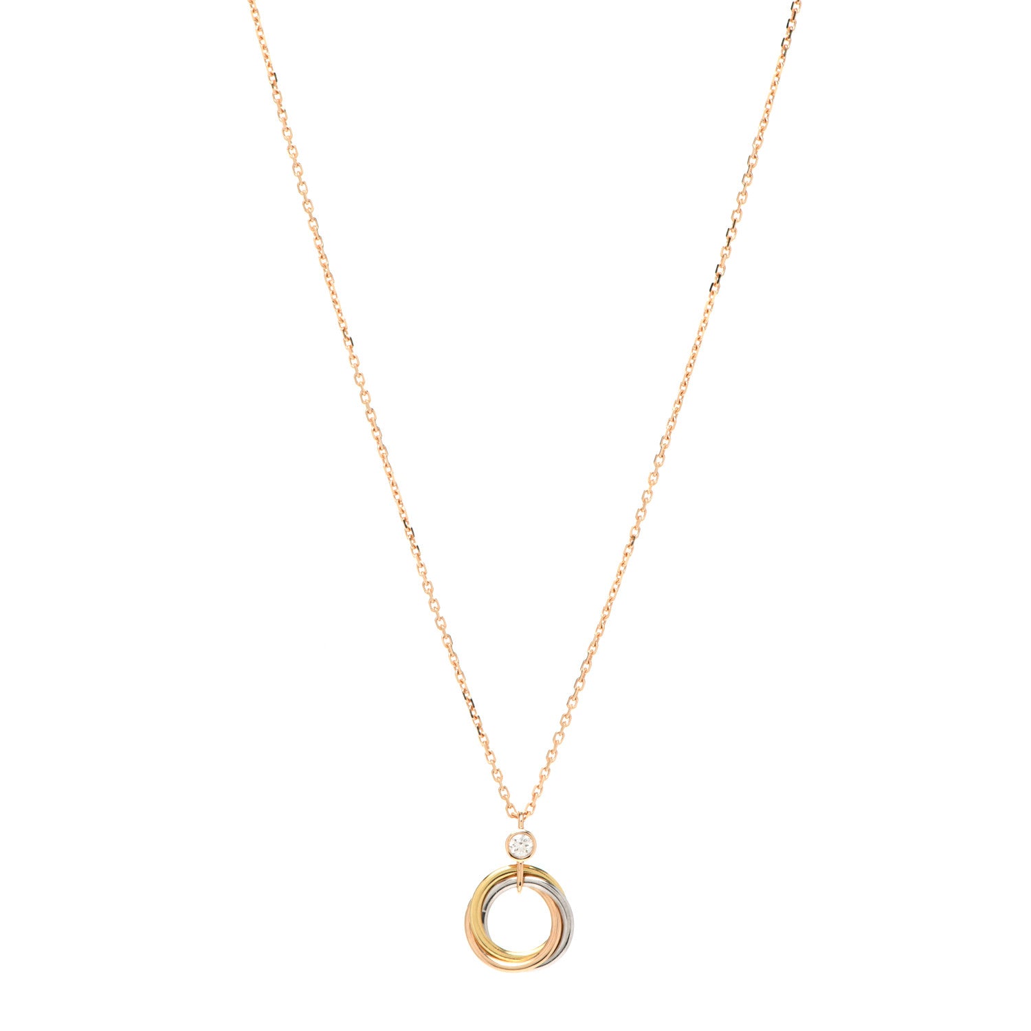 Cartier 18K Pink Yellow White Gold Diamond Trinity Pendant Necklace 1 of 7