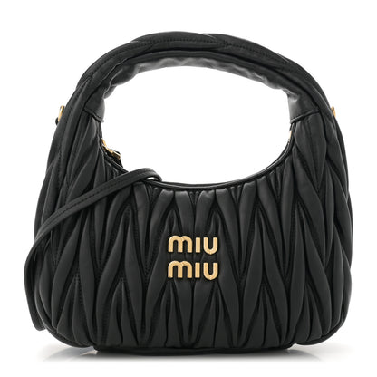 Miu Miu Nappa Matelasse Small Wander Hobo Black 1 of 9