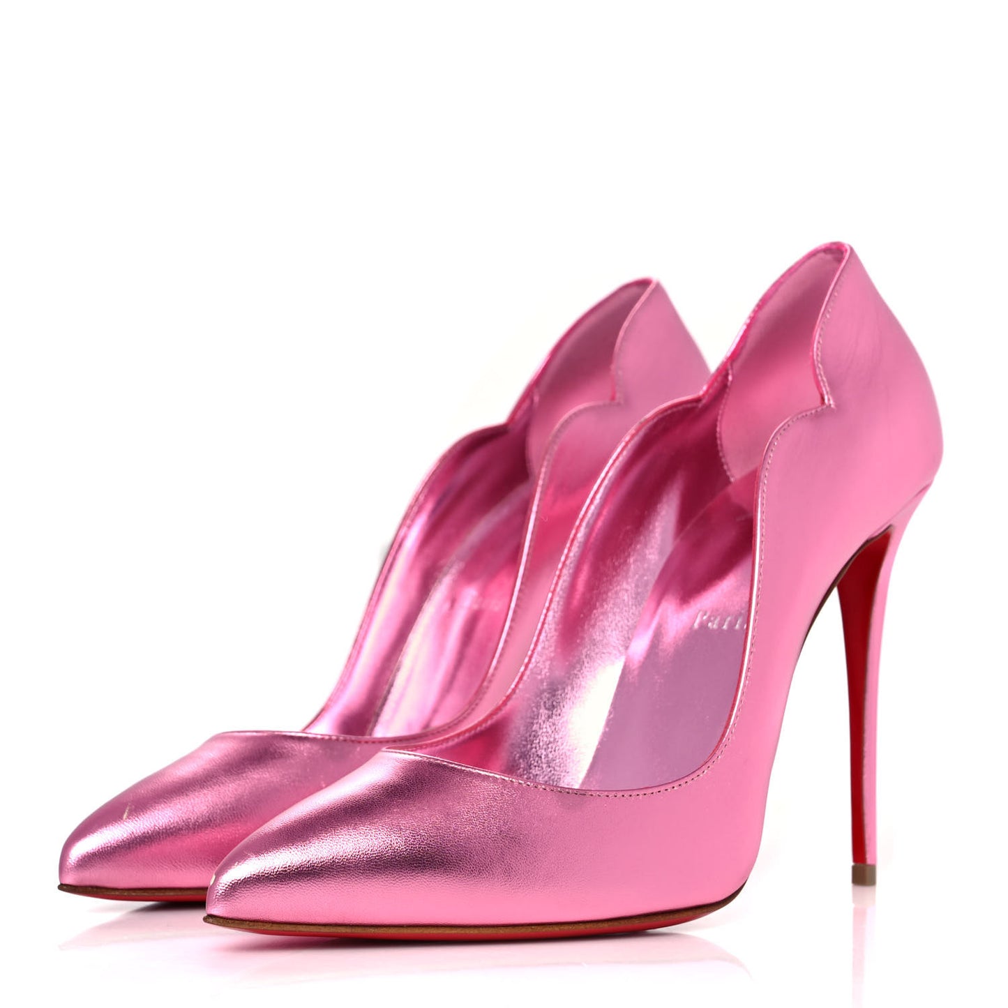 Metallic Calfskin Hot Chick 100 Pumps 41 Pink