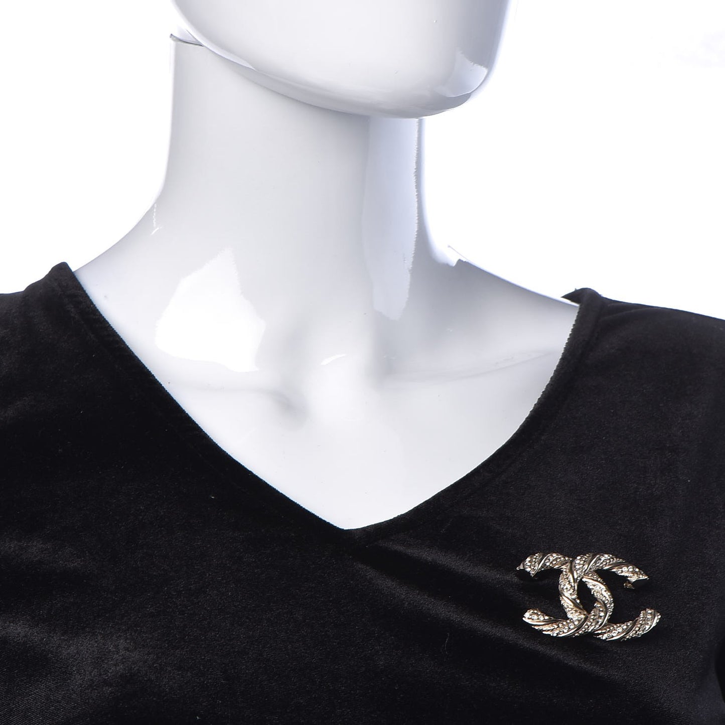 Crystal Twisted CC Brooch Light Gold