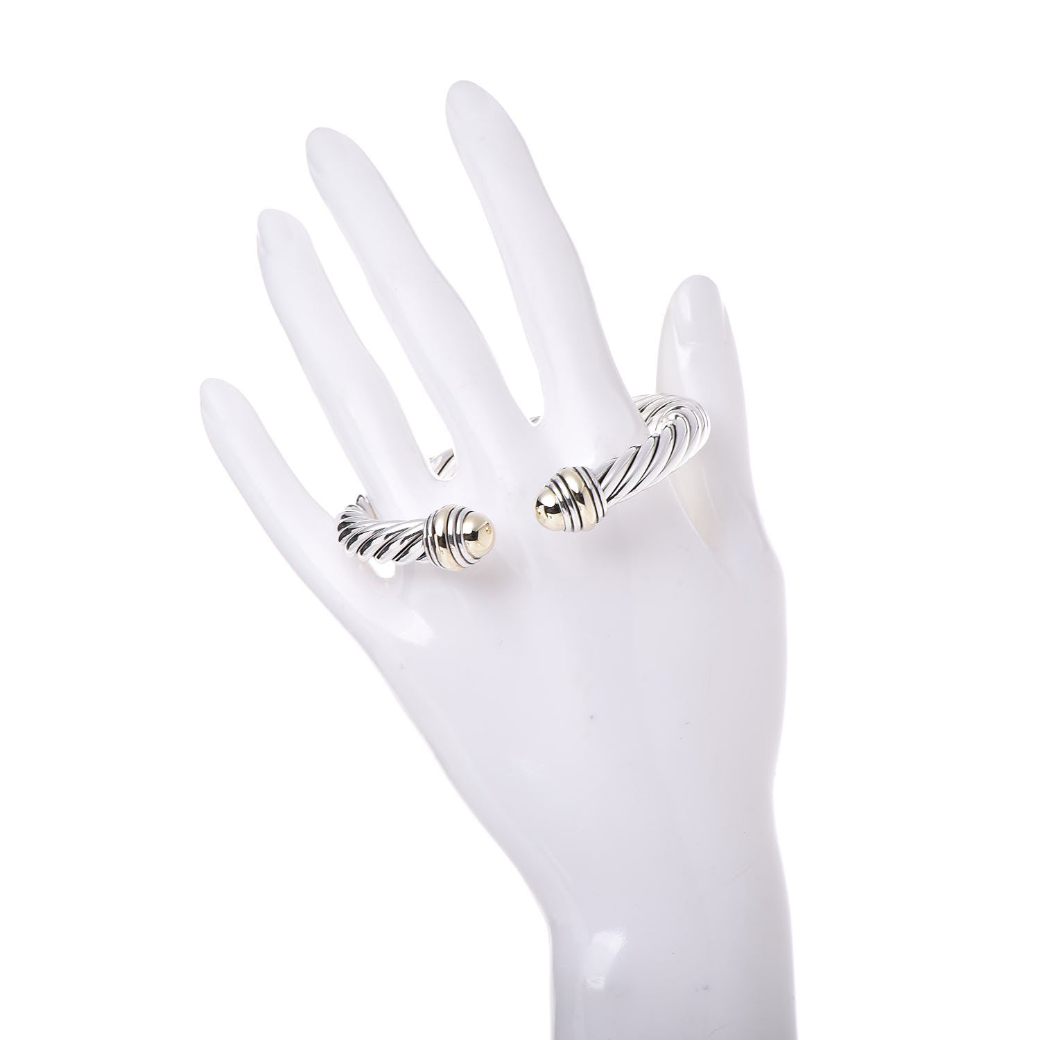 David Yurman Sterling Silver 14K Yellow Gold 8.5mm Cable Classics Bracelet 2 of 5