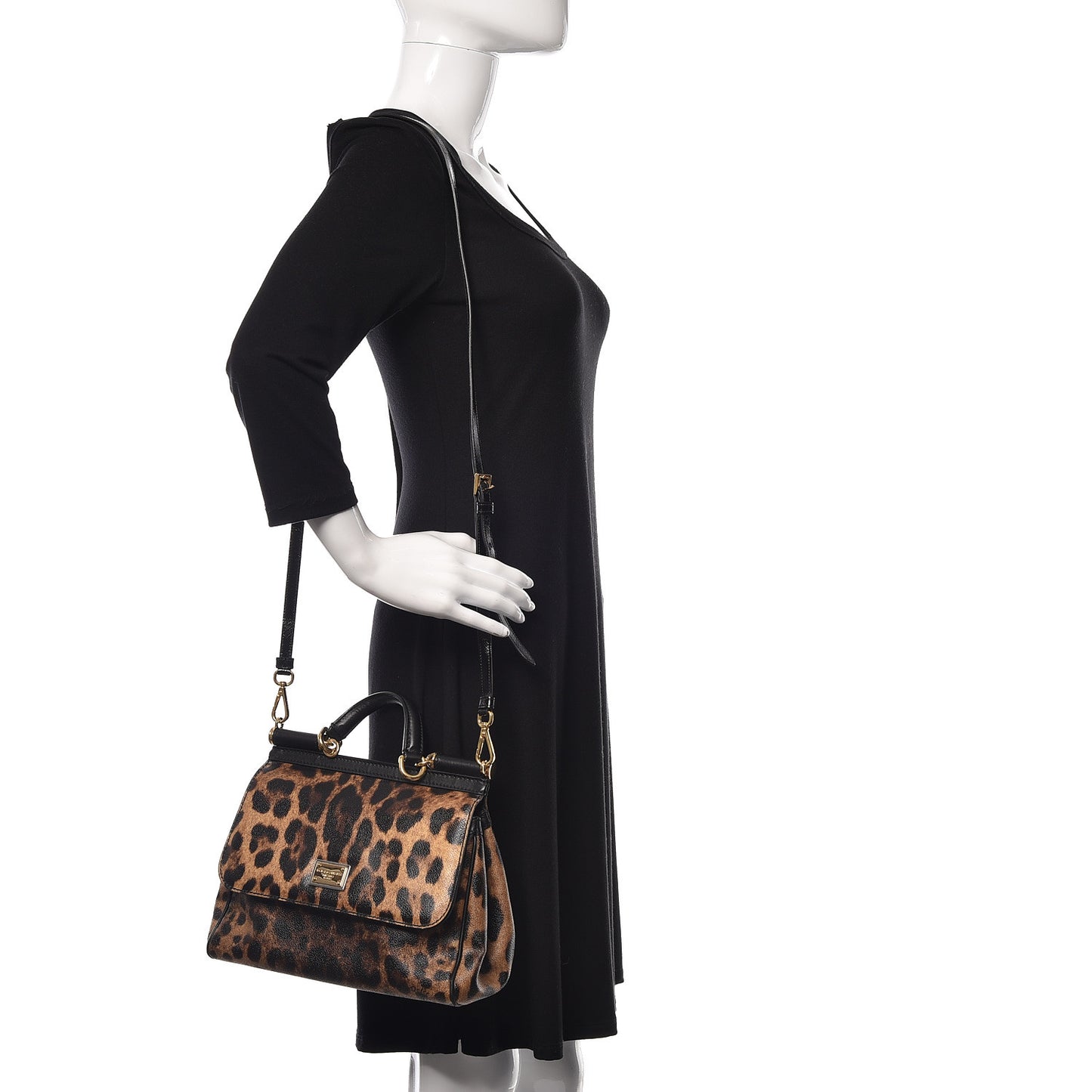 Dauphine Leopard Print Small Miss Sicily Satchel Black