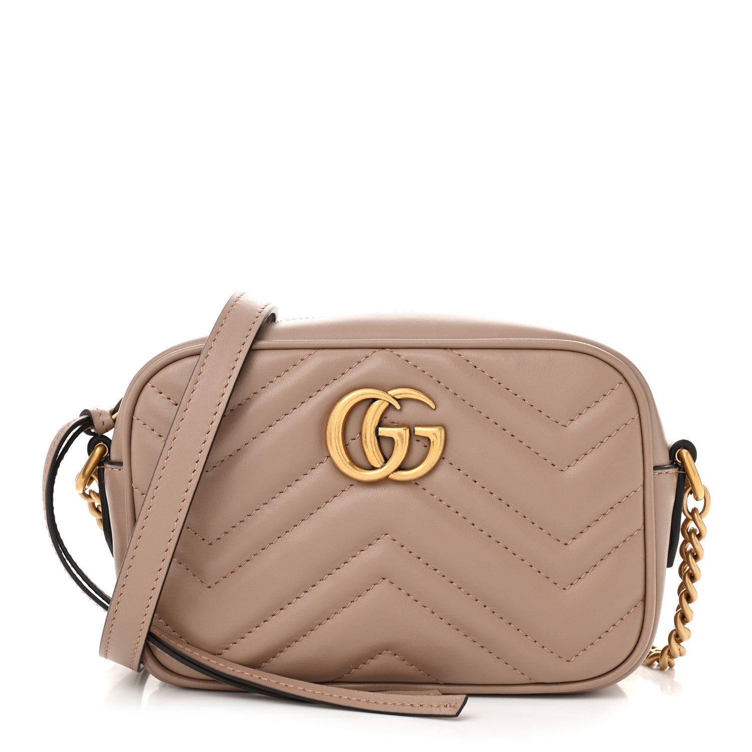 Gucci Calfskin Matelasse Mini GG Marmont Chain Shoulder Bag Porcelain Rose 1 of 10