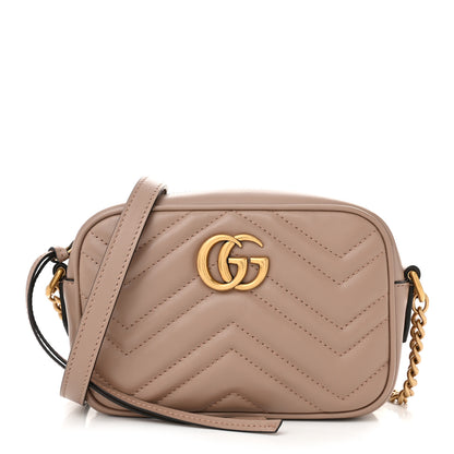 Gucci Calfskin Matelasse Mini GG Marmont Chain Shoulder Bag Porcelain Rose 1 of 10