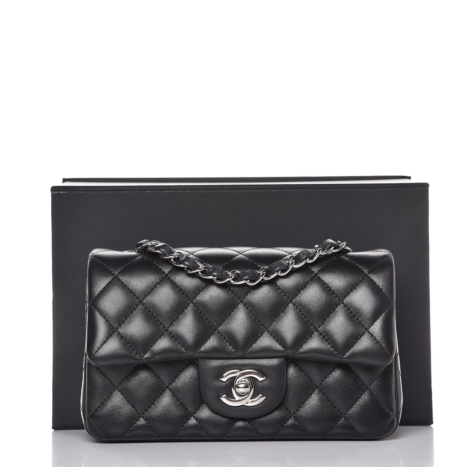 Chanel Lambskin Quilted Mini Rectangular Flap Black 8 of 8