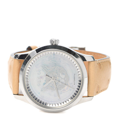 Gucci Stainless Steel Ostrich Mother of Pearl 38mm G-Timeless Cat Automatic Watch 2 of 5