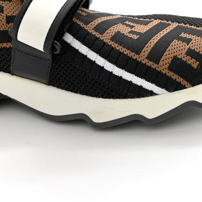 Fendi Stretch Yarn FF Stiff Band Rockoko Sneakers 38 Black White Tobacco 12 of 13
