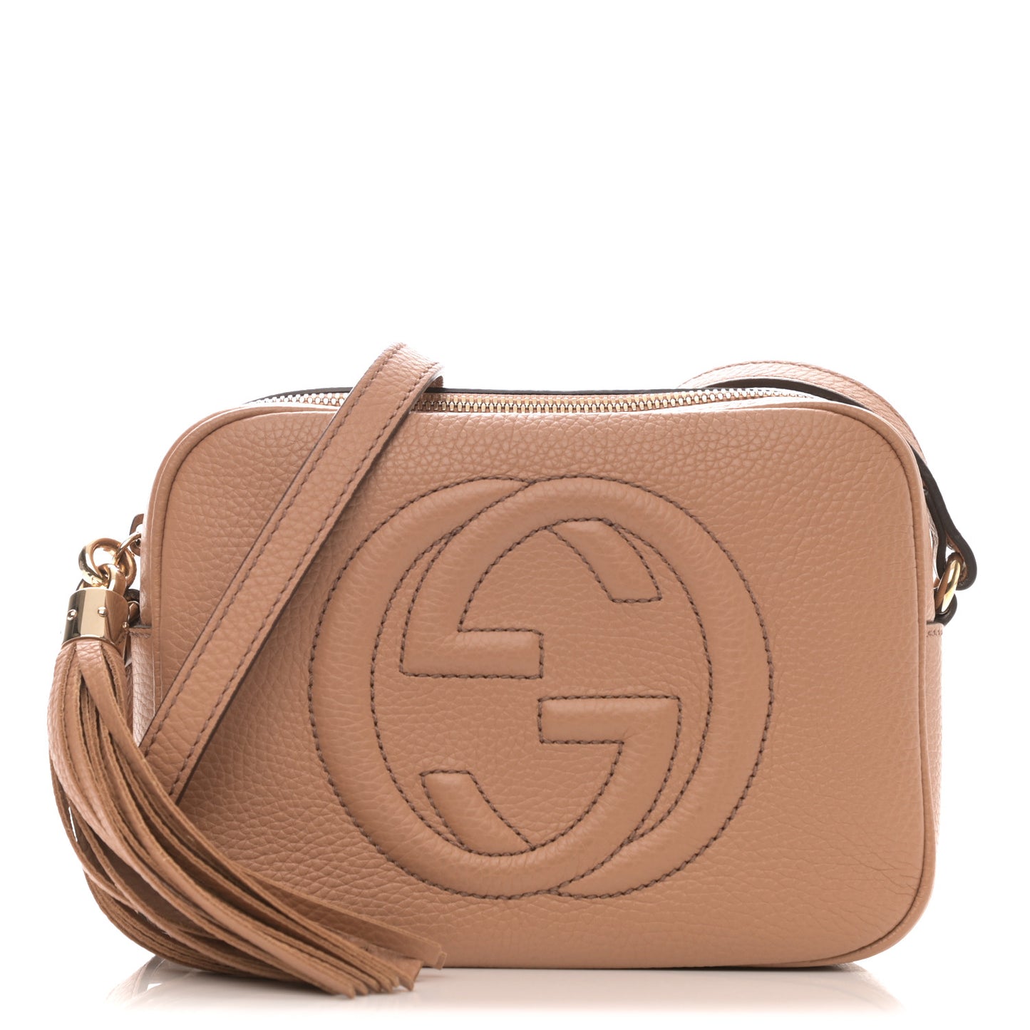 Pebbled Calfskin Small Soho Disco Bag Rose Beige