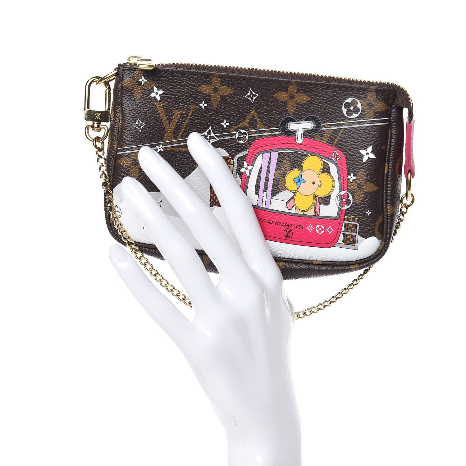 Louis Vuitton Monogram 2019 Christmas Animation Mini Courchevel Pochette Accessories Fuchsia 2 of 10