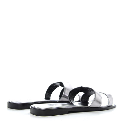 Hermes Metallic Nappa Calfskin Oran Sandals 39 Argent 4 of 9