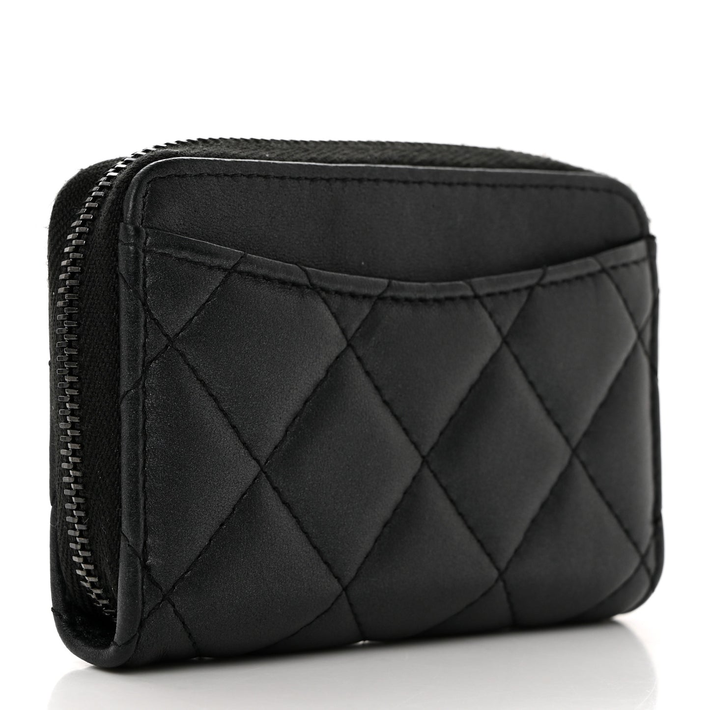 Lambskin Quilted Zip Coin Purse So Black