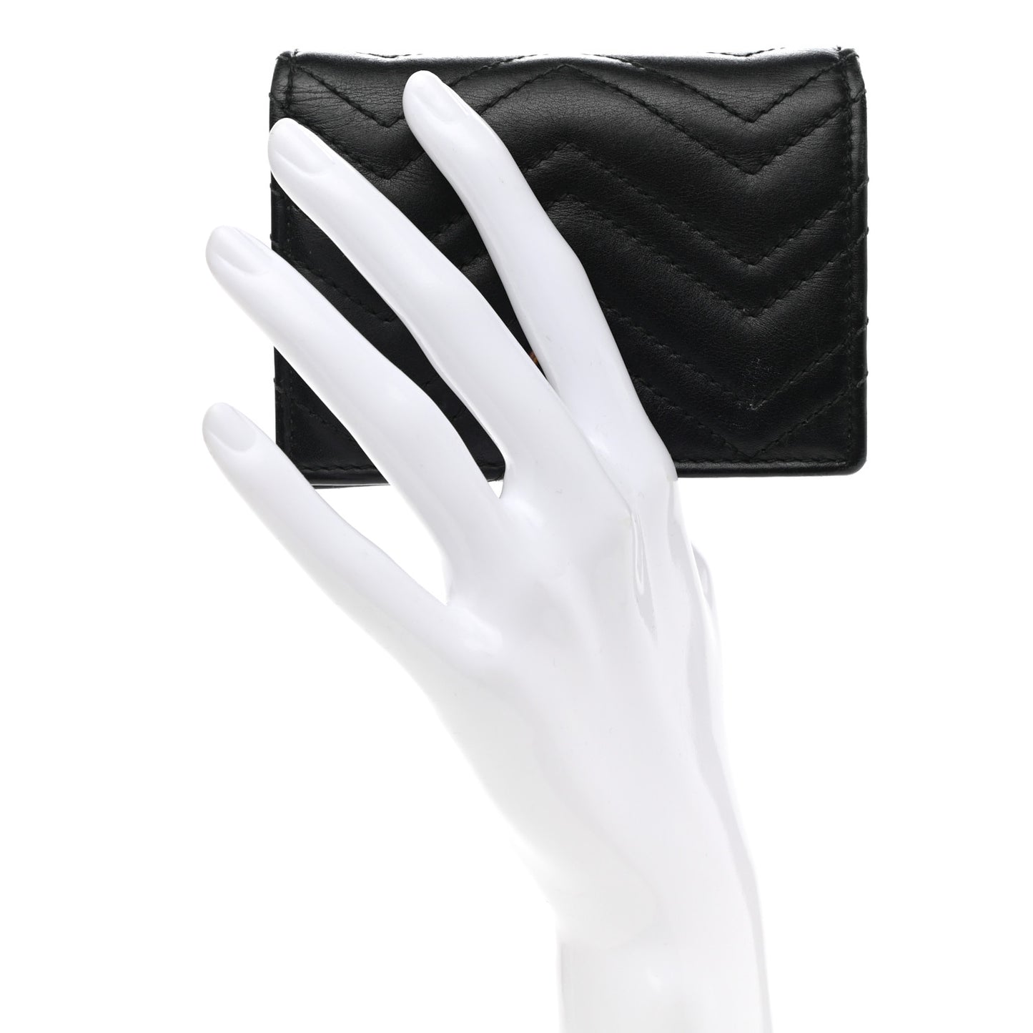 Calfskin Matelasse GG Marmont Card Case Wallet Black