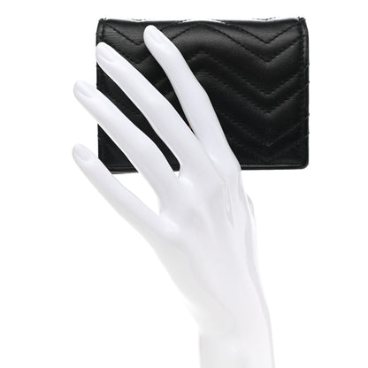Gucci Calfskin Matelasse GG Marmont Card Case Wallet Black 2 of 12