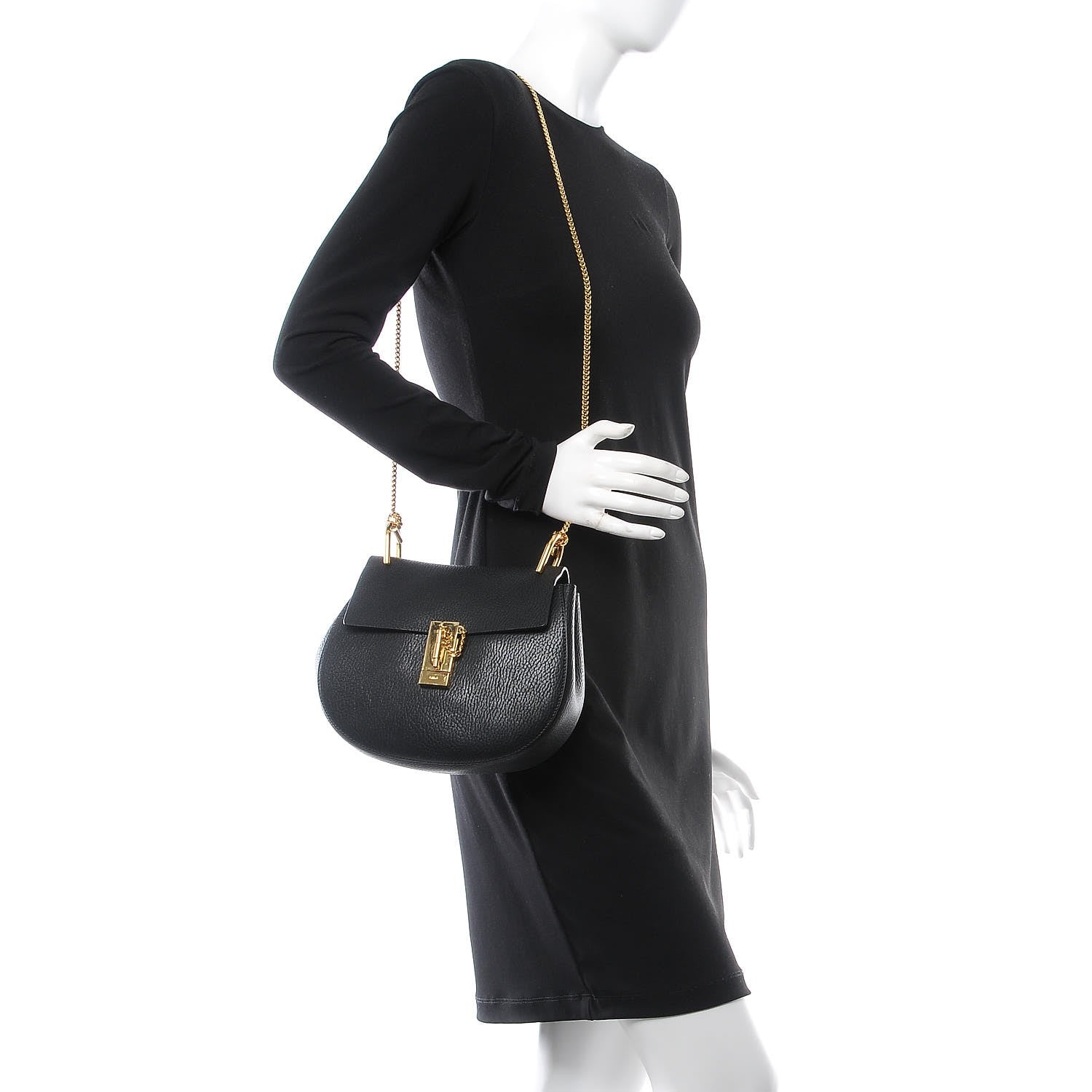Chloe Grained Lambskin Drew Shoulder Bag Black 2 of 8