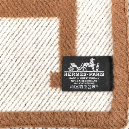 Hermes Wool Cashmere Avalon Blanket Ecru Camel 3 of 3