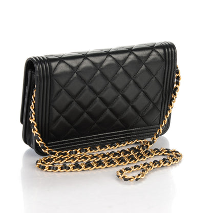 Chanel Lambskin Quilted Boy Wallet On Chain WOC Black 3 of 8