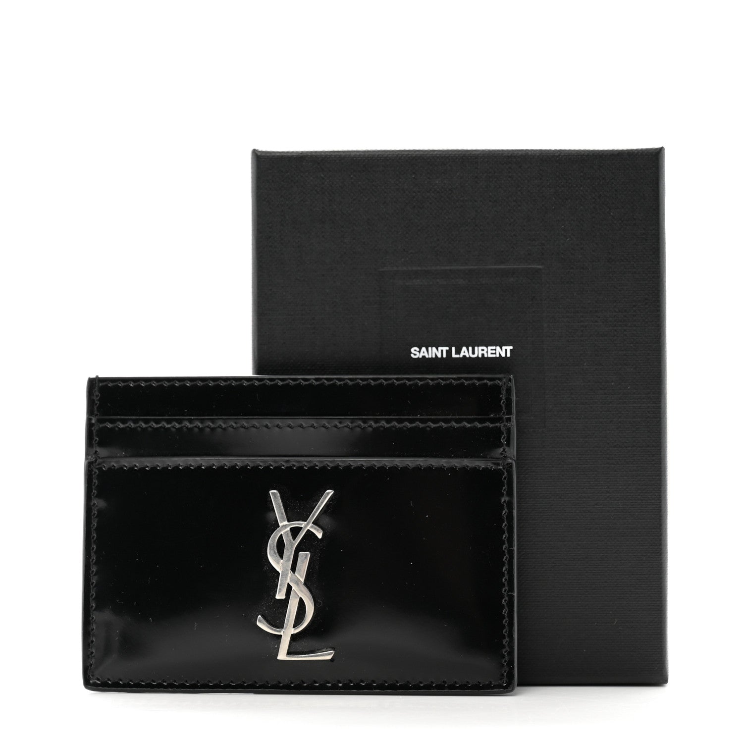 Saint Laurent Patent Calfskin Monogram Credit Card Case Black 8 of 8
