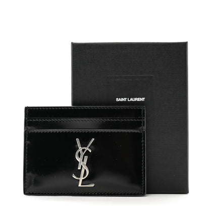 Saint Laurent Patent Calfskin Monogram Credit Card Case Black 8 of 8