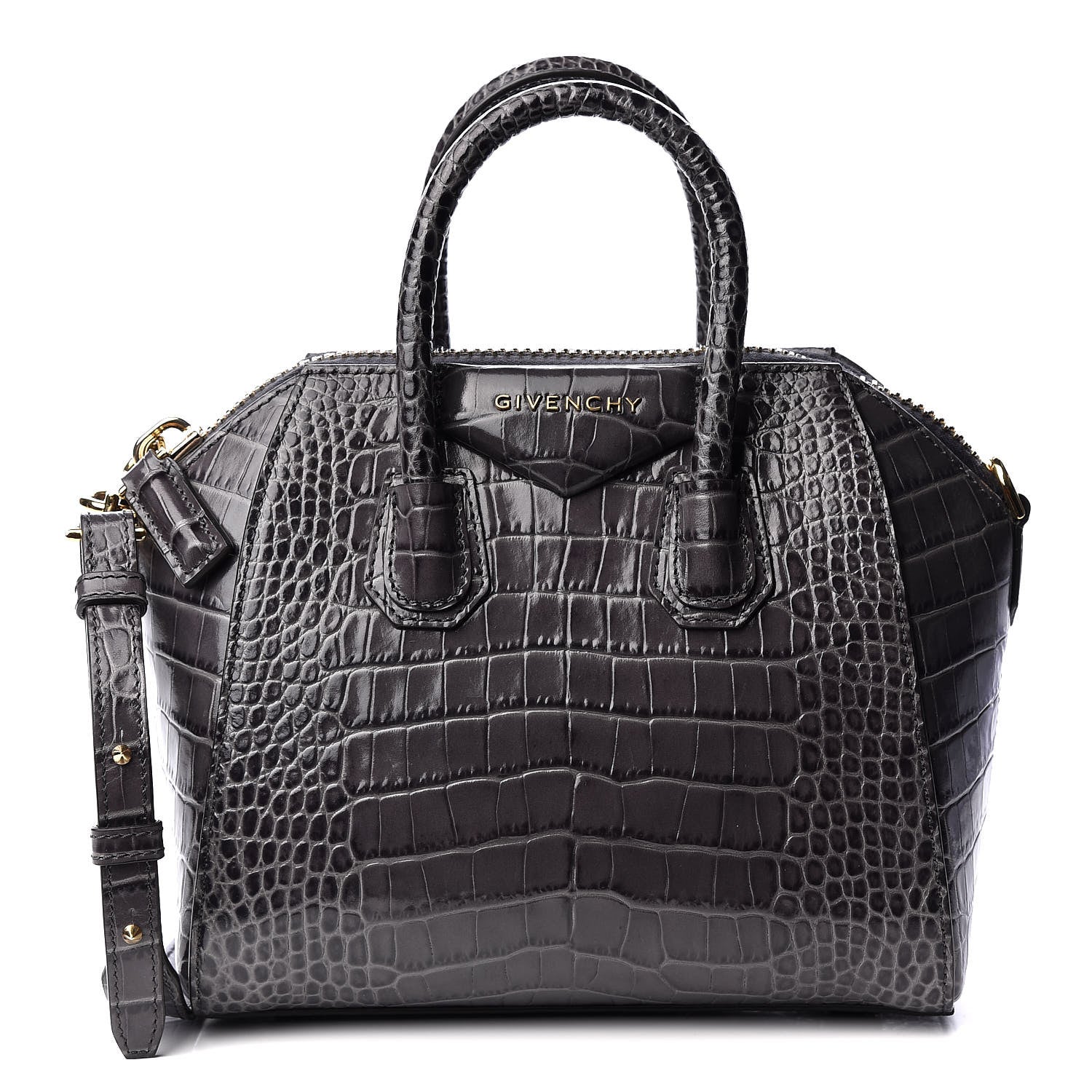 Givenchy Calfskin Crocodile Embossed Mini Antigona Storm Grey 1 of 9