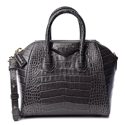 Givenchy Calfskin Crocodile Embossed Mini Antigona Storm Grey 1 of 9