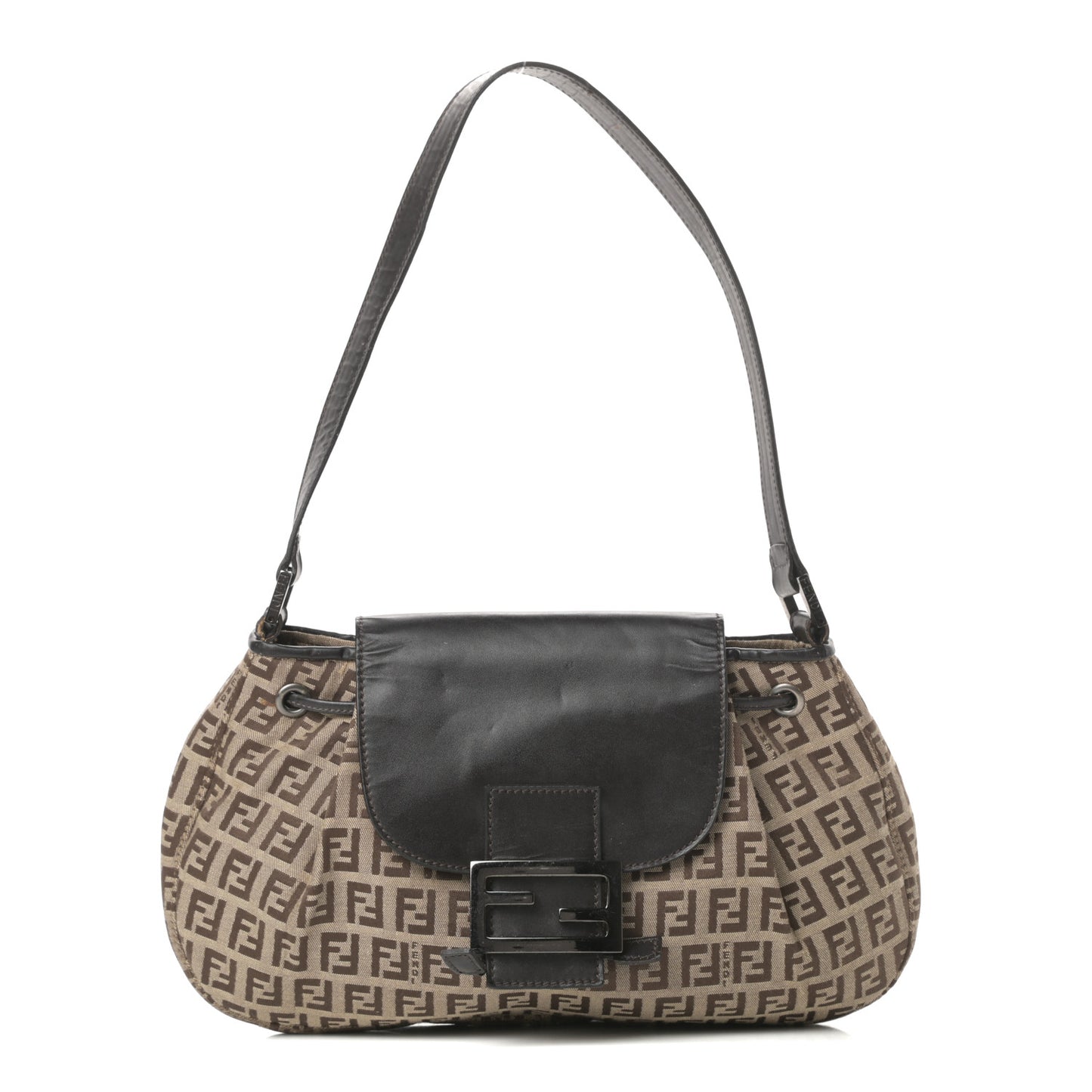 Zucchino Vitello Drawstring Shoulder Bag Testa di Moro Beige