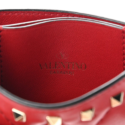 Valentino Garavani Lambskin Rockstud Spike Card Holder Red 6 of 7