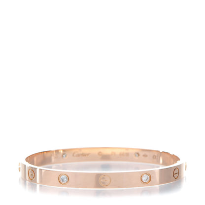 Cartier 18K Pink Gold 4 Diamond LOVE Bracelet 18 1 of 5