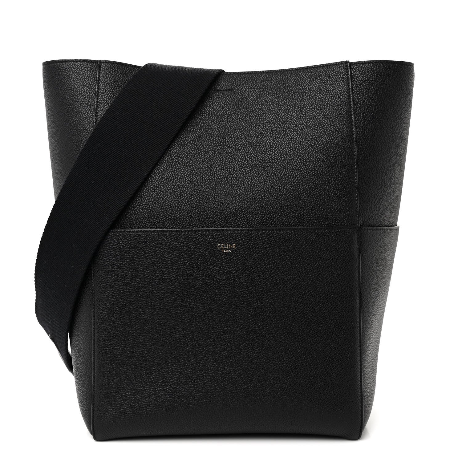 Celine Soft Grained Calfskin Sangle Bucket Bag Black 1 of 13
