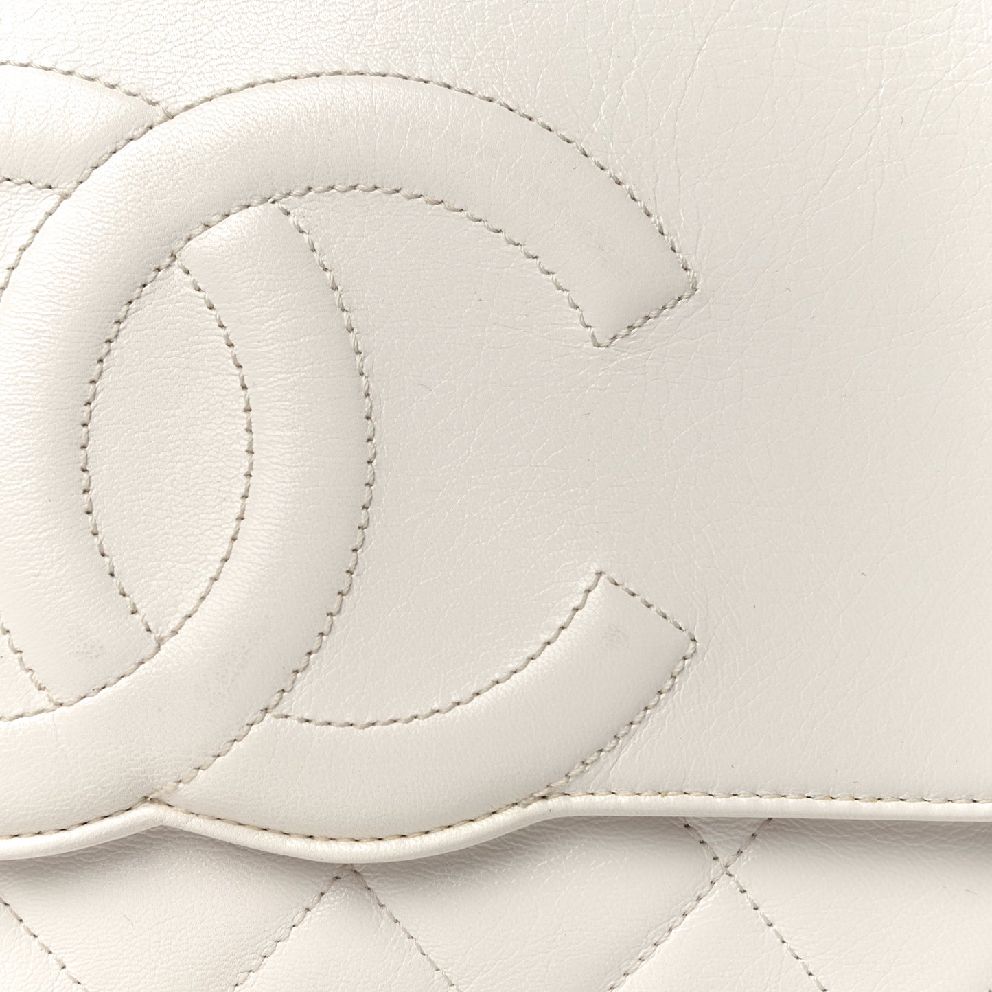 Goatskin Quilted Timeless CC Clutch White