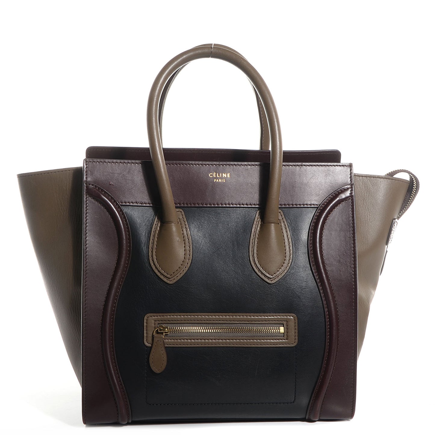 Smooth Calfskin Mini Tri-Color Luggage Black