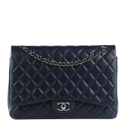 Chanel Lambskin Quilted Maxi Double Flap Dark Blue 1 of 9