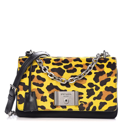 Prada Nylon Calf Hair Leopard Print Crossbody Bag Black Sole 1 of 17