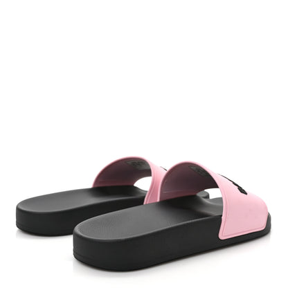 Balenciaga Rubber Logo Womens Pool Slide Sandals 38 Light Pink Black 4 of 7
